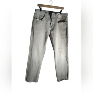 Warp + Weft grey mens jeans 36x32 straight stretchy